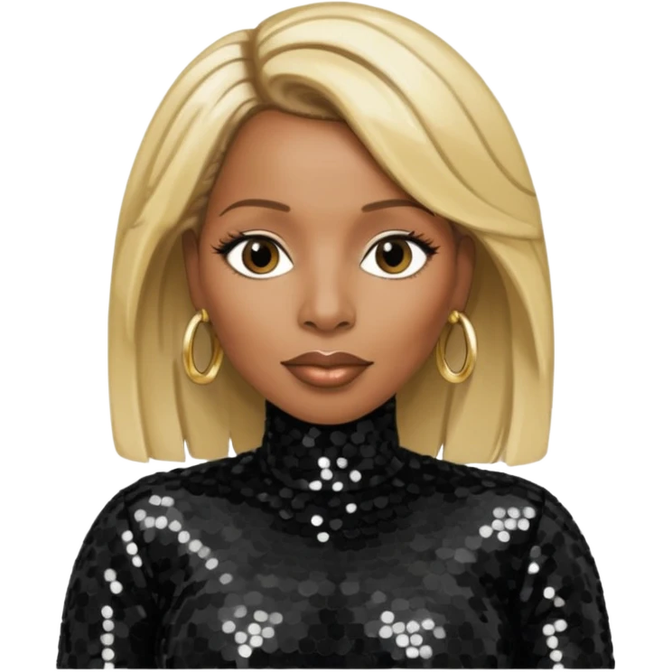 Mary J Blige with blonde hair, black sequin outfit emoji