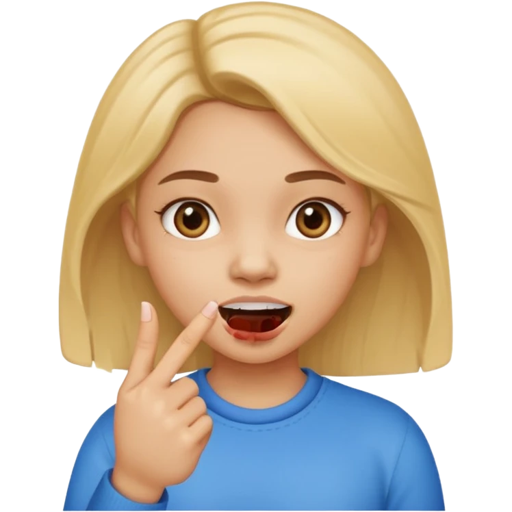 fille doigt entre les dents emoji