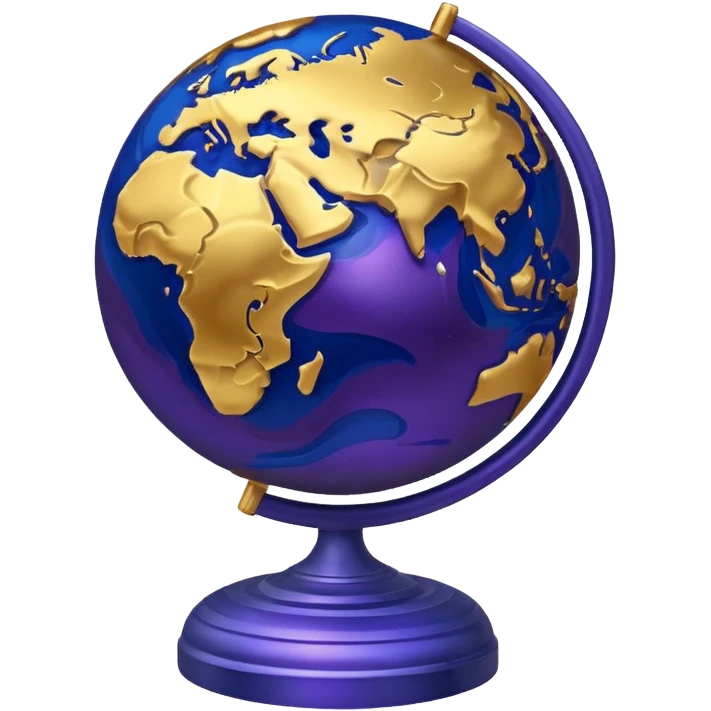 Mercury emoji: a metallic-looking globe with swirling shades of deep blue, gold, and purple, highlighting rough terrain emoji