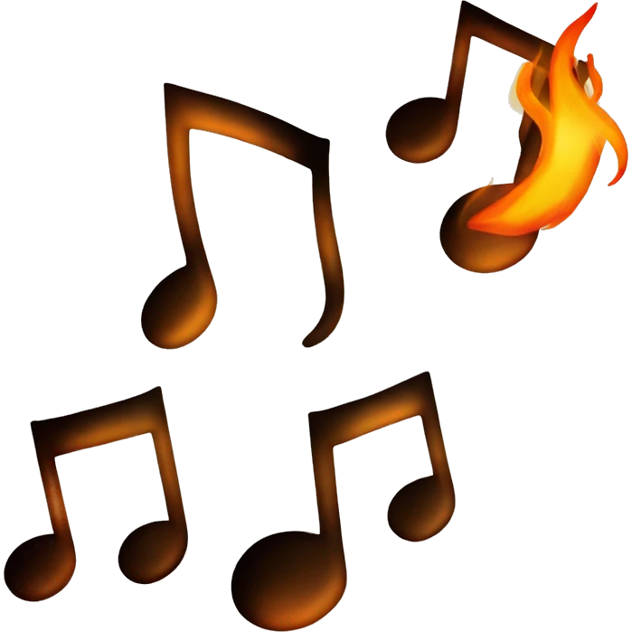 Music notes with flames emoji