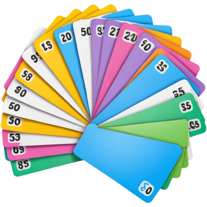 Create a blank lottery coupon fanned out, clean and colorful emoji