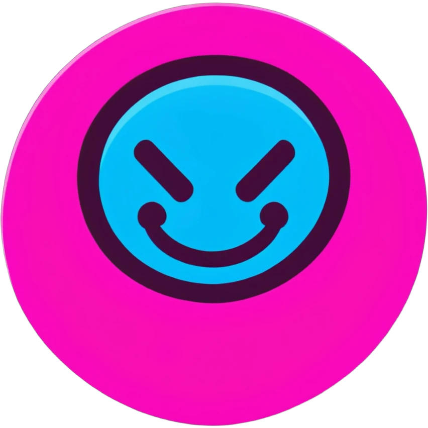 neon blue and pink glowing emoji emoji