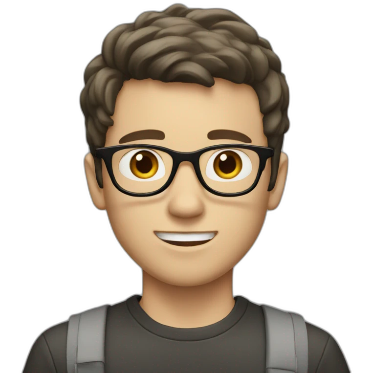 white boy with dark brown hair with gray glasses emoji