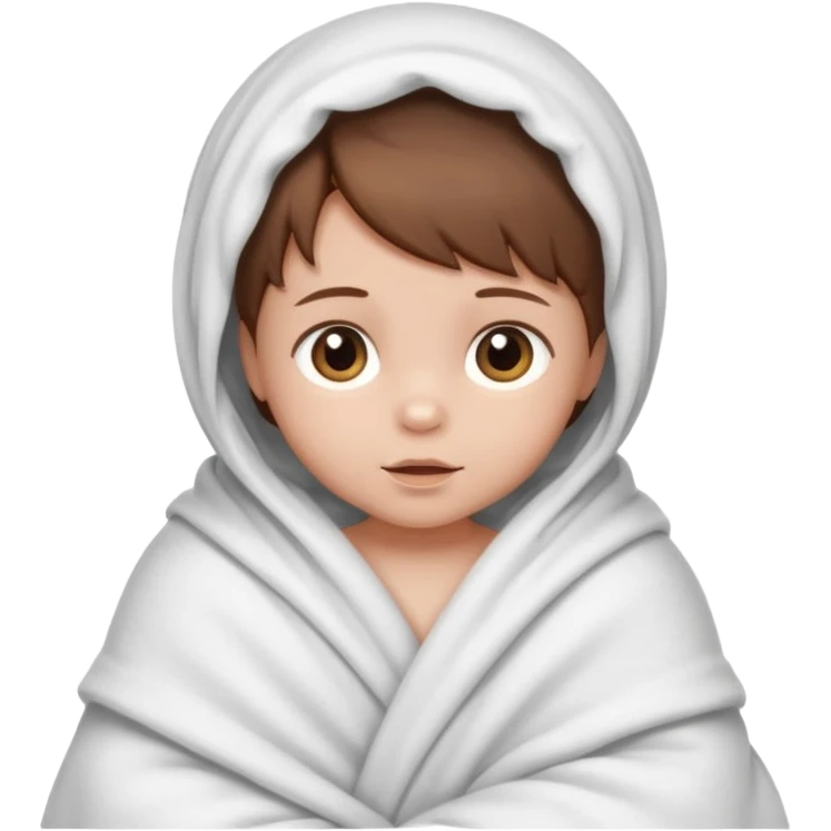 baby wrapped in blanket with brown hair emoji