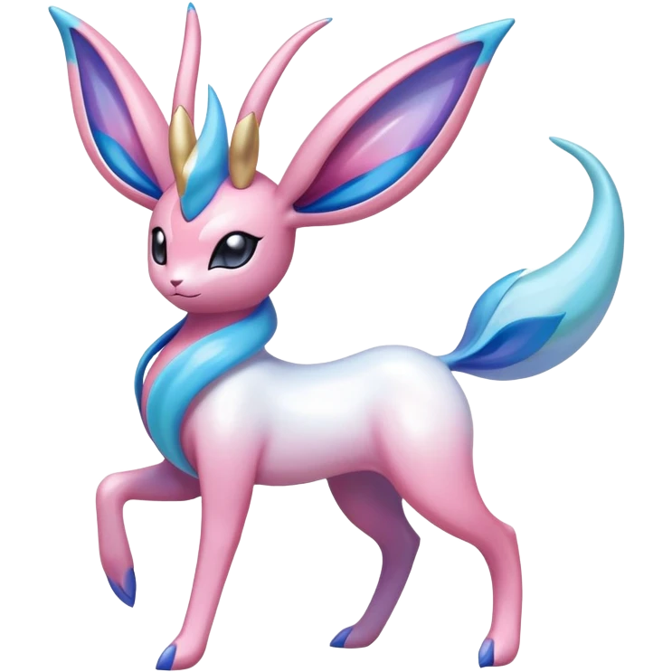 Colorful Shiny Exotic Cresselia-Sylveon-Suicune-Fakémon-hybrid-creature (full body)  emoji