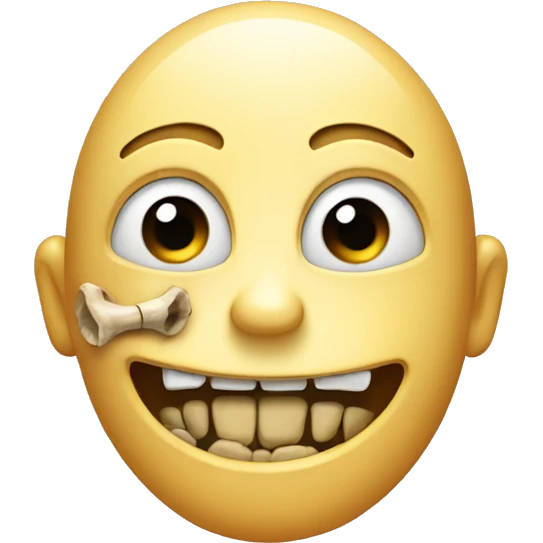 smiling emoji with climbing eyes and a bone in the mouth emoji