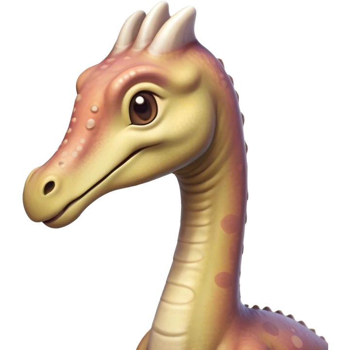 Cinematic Cute Brachiosaurus Portrait Emoji, Head tilted playfully with a warm, endearing smile, featuring a diminutive, almost whimsical head atop an impressively long neck and a sturdy, gentle body, adorned in soft, pastel earthy hues, Simplified yet irresistibly adorable features, highly detailed, glowing with a tender, inviting glow, high shine, affectionate and lively, stylized with a touch of prehistoric whimsy, soft glowing outline, capturing the essence of a playful Brachiosaurus that seems as if it could amble out of the screen into your arms! emoji