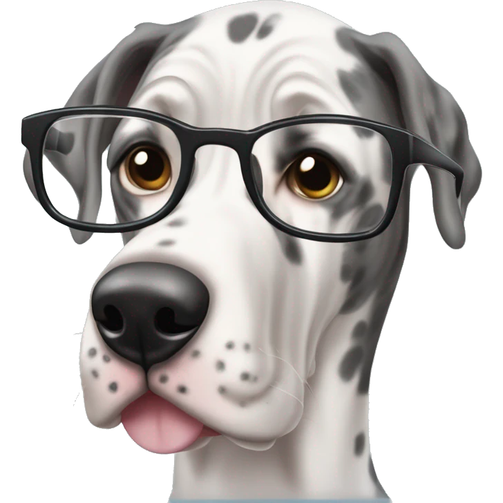 merle great dane with glasses emoji