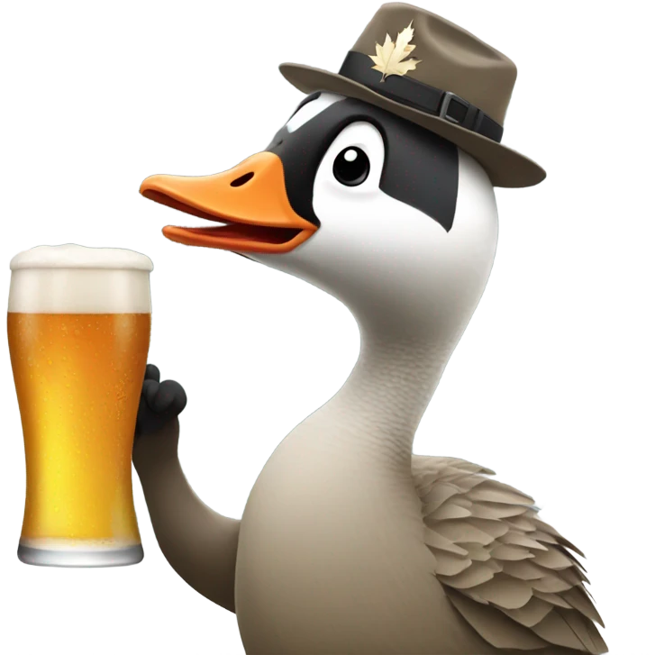 Canadian goose holding a beer emoji