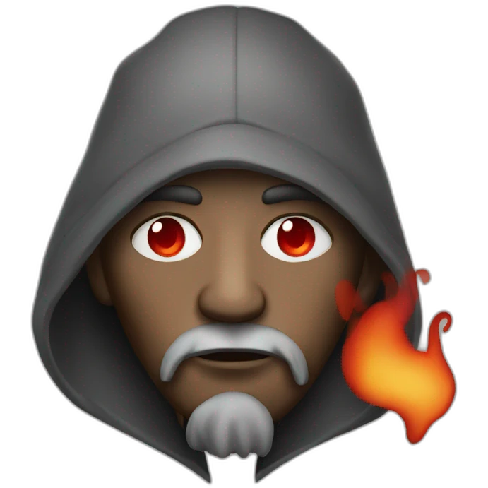Homeless man with red eyes smoking emoji