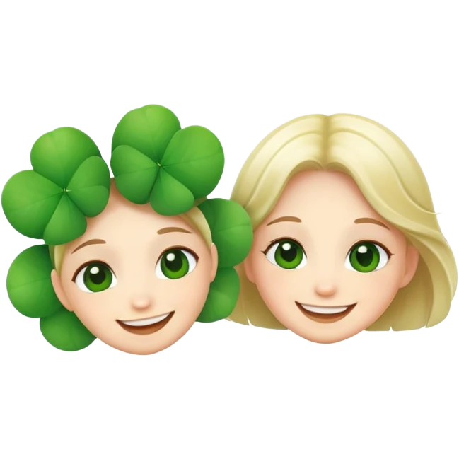 two clover lovers, smiling and close together emoji