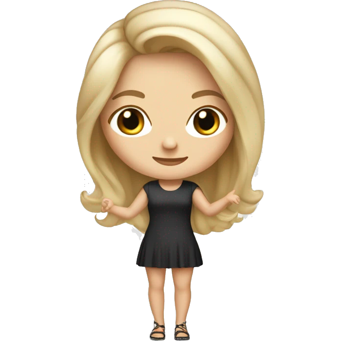 a beautiful white girl in mini dress with open hair and pointing emoji