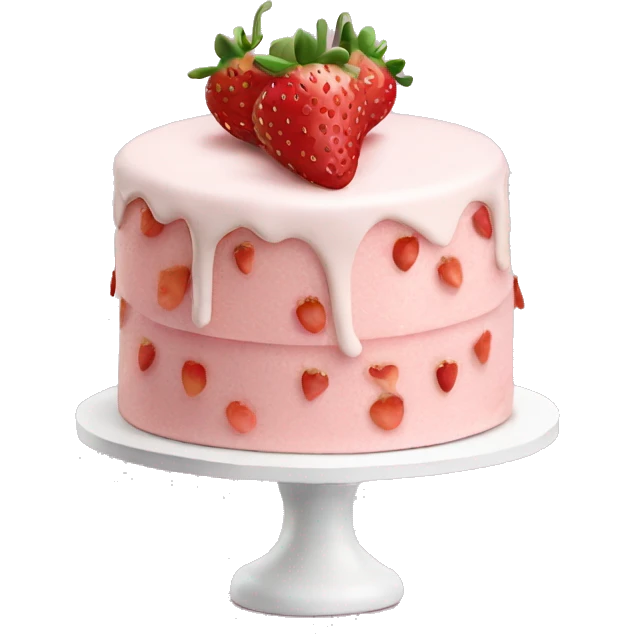 Light Pink strawberries and cream birthday cake  emoji
