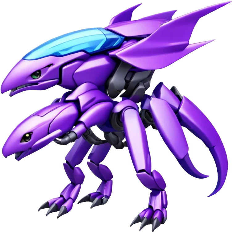 Futuristic Cool Cute Edgy Shiny Legendary Digimon-Genesect-Palkia-hybrid full body emoji