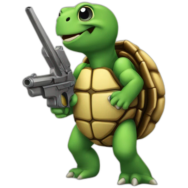 tortue avec un pistolet emoji