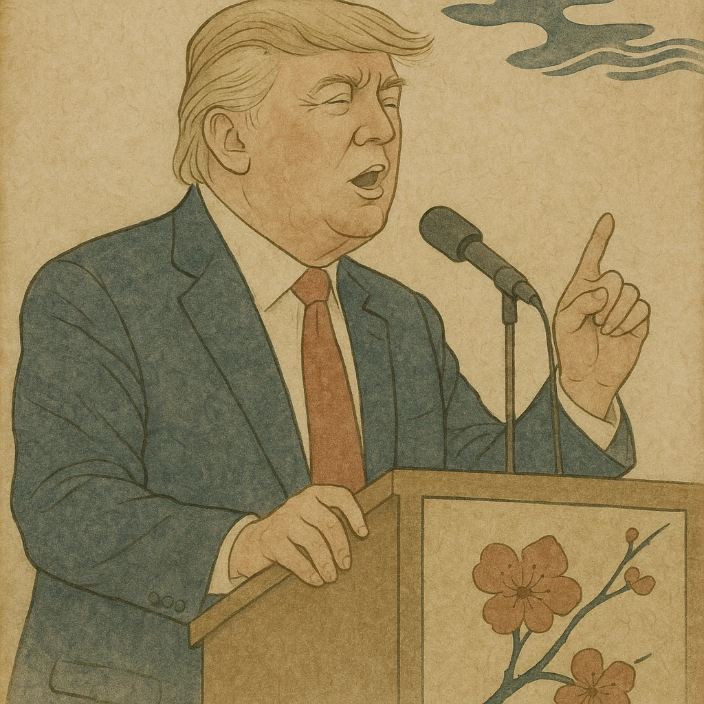 Donald Trump speaking at a rally emoji