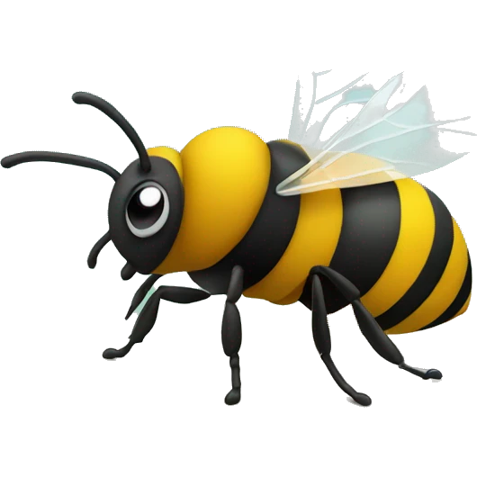 A bee next to the sea emoji