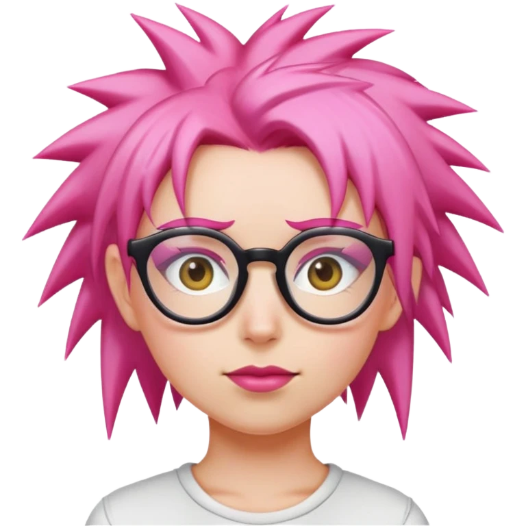 Girl with pink spiked hair and glasses emoji