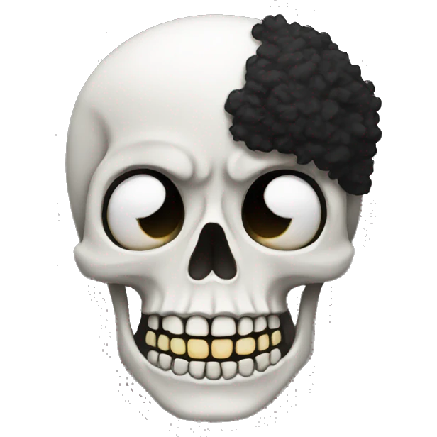 Skeleton with black afro cut emoji