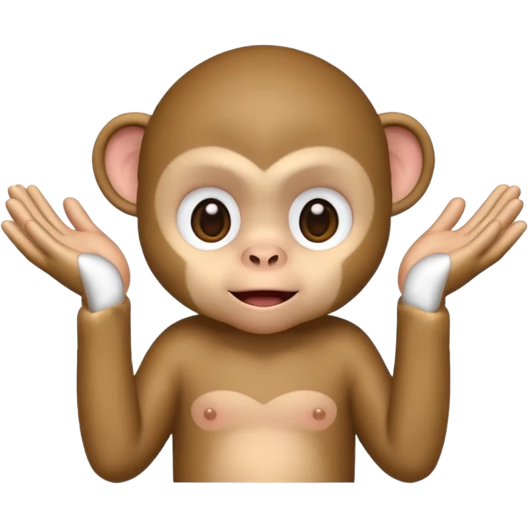 sweet baby monkey, both hands blocking his eyes entirely, emoji style emoji