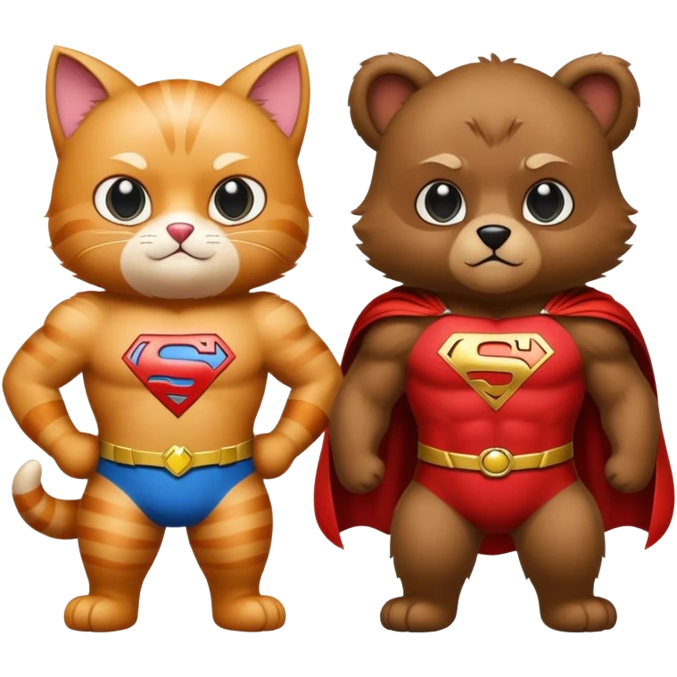 à super hero cat with a big H and his sidekick the little bear with a big S emoji