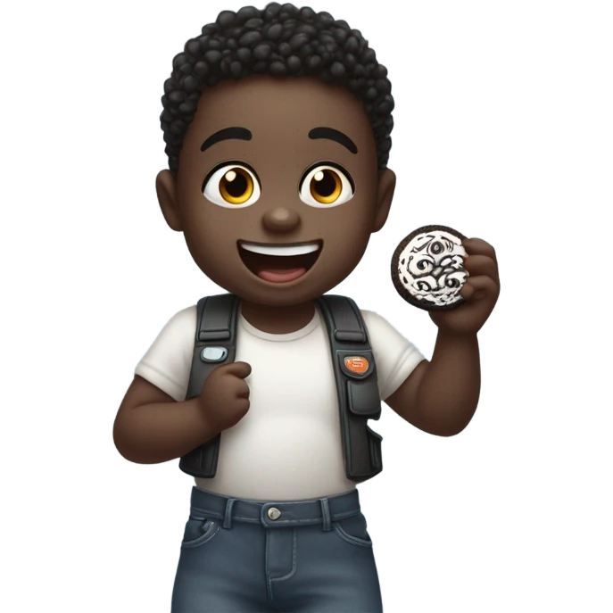 Toddler happy mad for oreos emoji