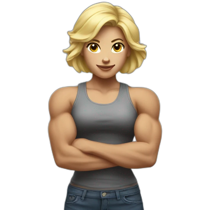 Strong muscle arm blonde girl emoji
