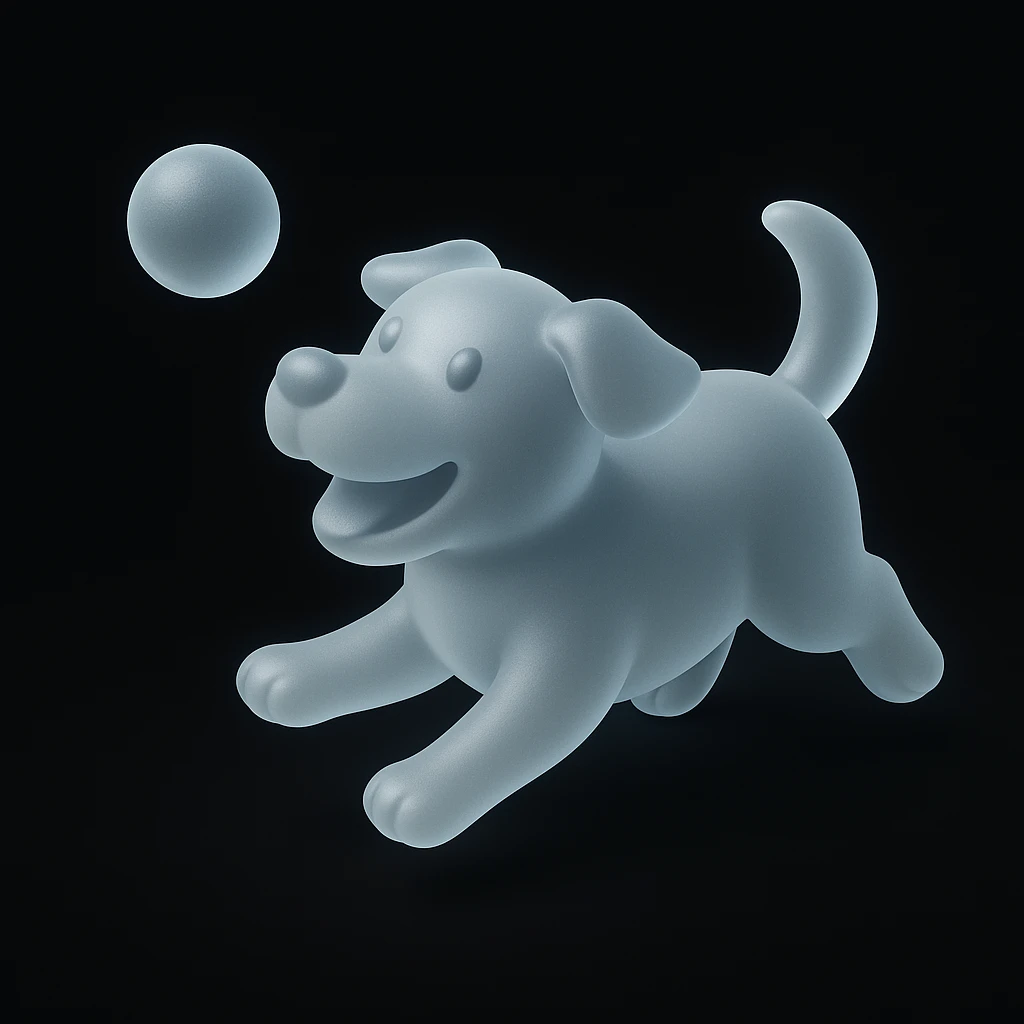 happy dog running after ball emoji