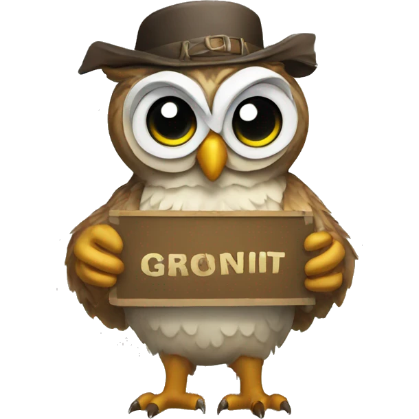 Owl holding rigged sign  emoji