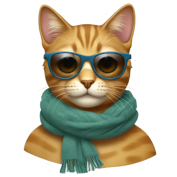 Cat wearing sunglasses and scarf emoji