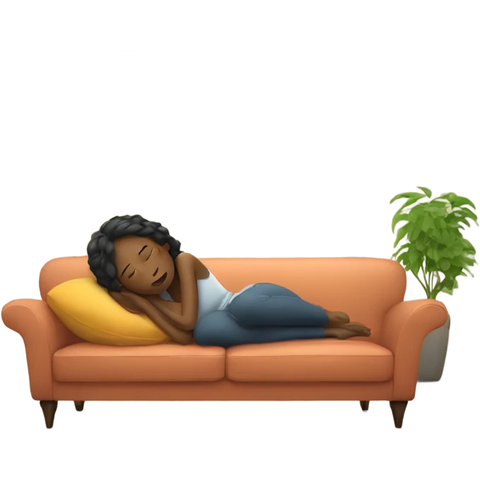 a womas resting on a sofa in the living room emoji