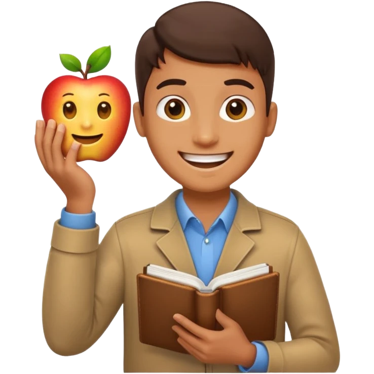 excited programmer holding code book, apple style emoji emoji