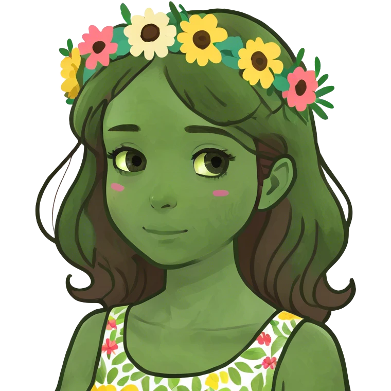 A girl with brown hair pale sin and brown eyes  emoji
