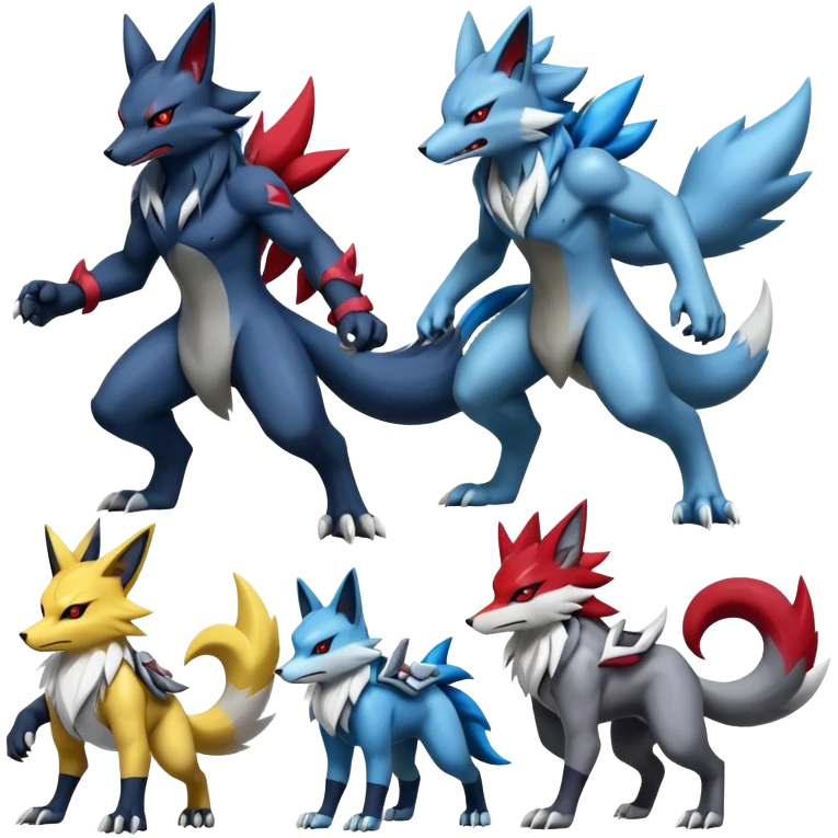 Shiny Epic Handsome Badass Zoroark-Zangoose-Lucario-Renamon-Zeraora-hybrid (Full body) emoji