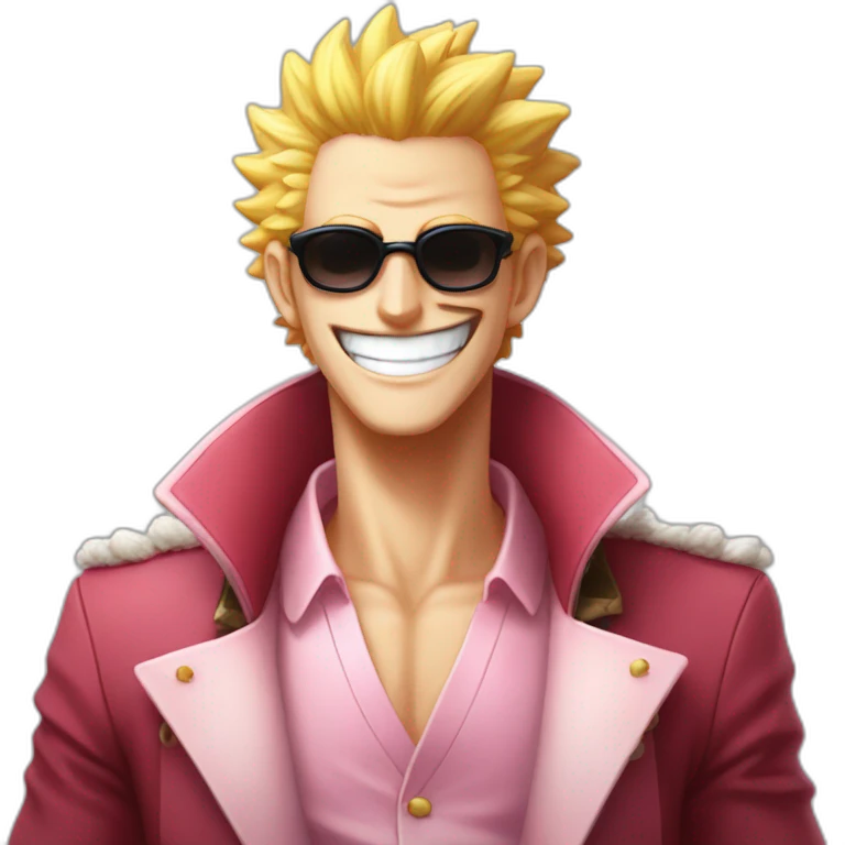 Donquixote Doflamingo avec grand sourire emoji