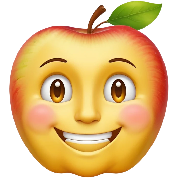 A yellow face smiling awkwardly while embarrassed, scratching its temple with one hand, and looking to the side in Apple emoji style emoji