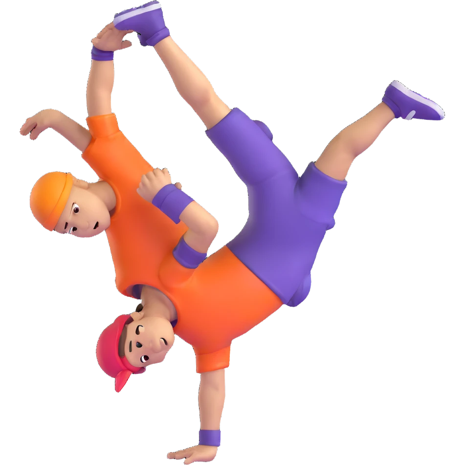 breakdancer doing a freeze emoji