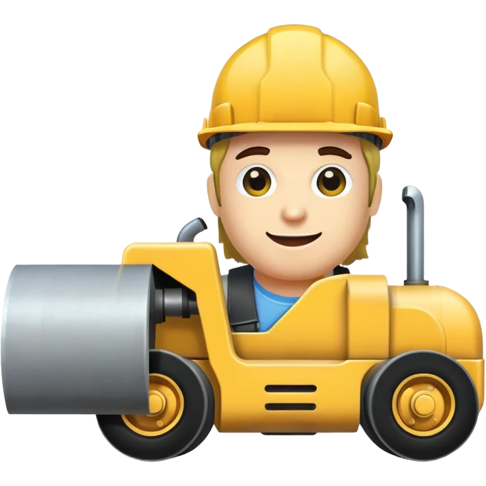 road roller with a construction hat emoji
