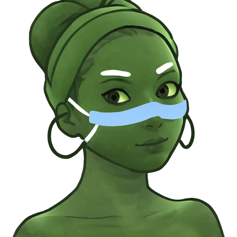 A girl with a green mask (spa) emoji