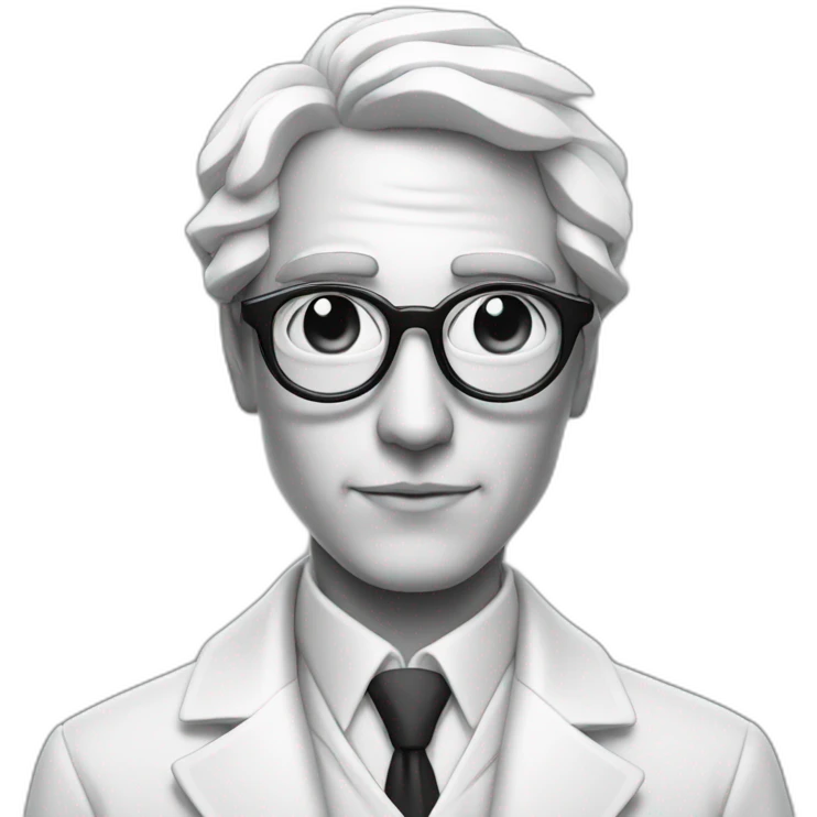 hypnotized man, spiral black and white glasses, wearing a white coat emoji