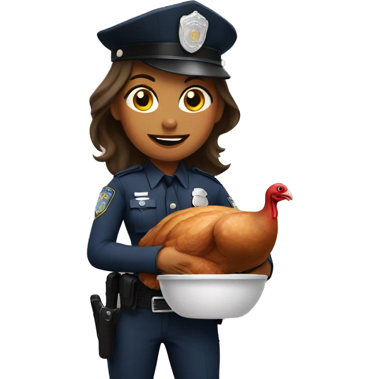 Female police officer holding a turkey  emoji
