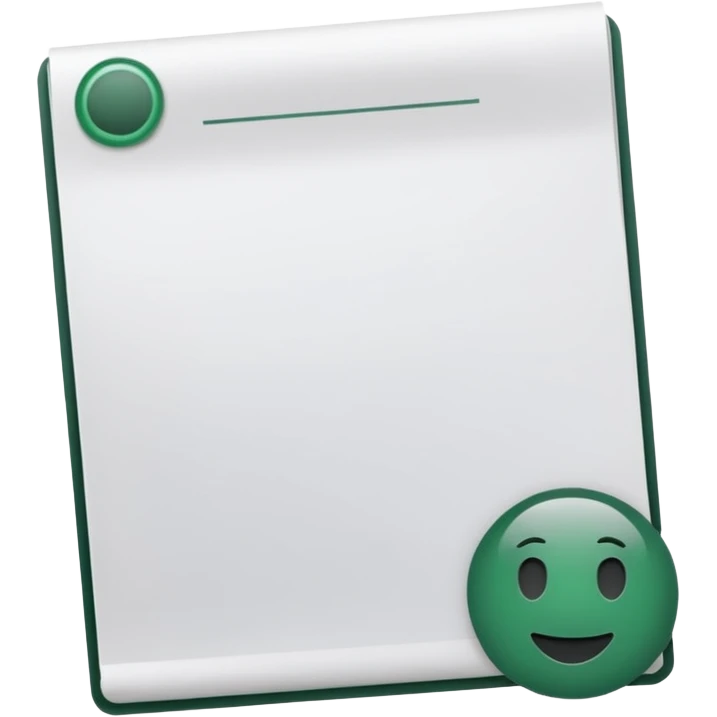 clean white document sheet with a header and a dark green stamp at the bottom, no faces, emoji style emoji