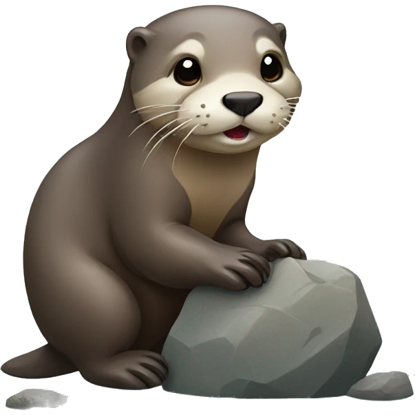 Otter with a rock emoji