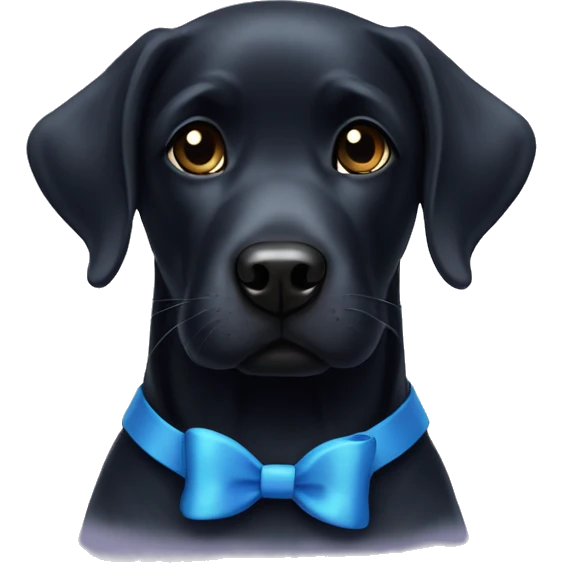 Black Labrador with a blue bow emoji