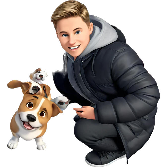 boy with dog outdoors emoji