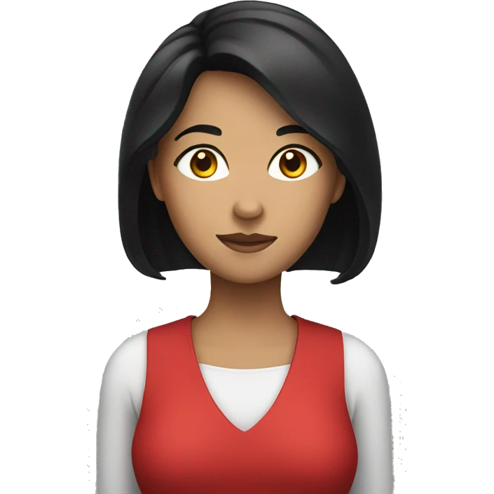 A woman with black hair and a red shirt emoji