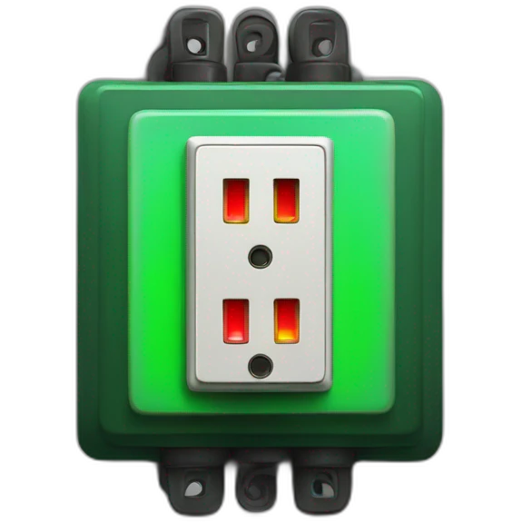 A big electrical switch with a green and red light emoji