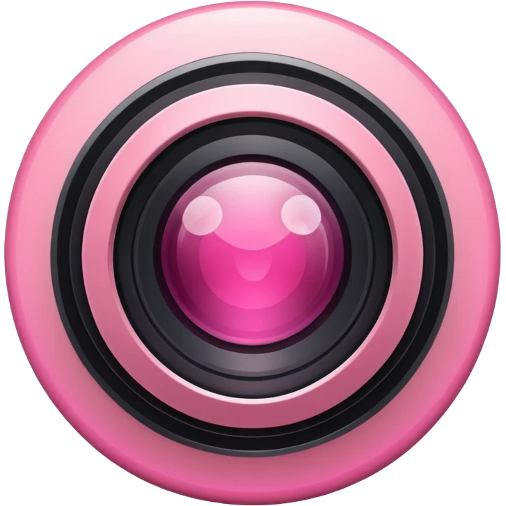 A round camera lens, apple emoji style, minimalist, with highlights, pink, only lens, variant 1 emoji