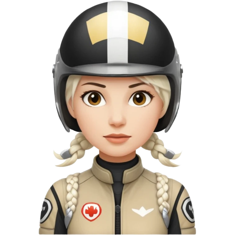 woman with white braided hair in racer helmet emoji