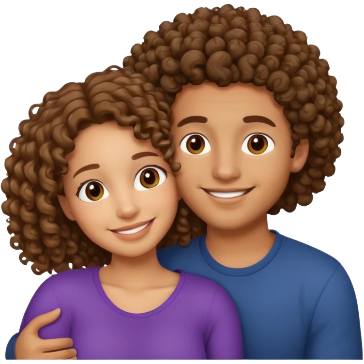 cuddling couple lightskinned male, brownskin girl with curly hair emoji
